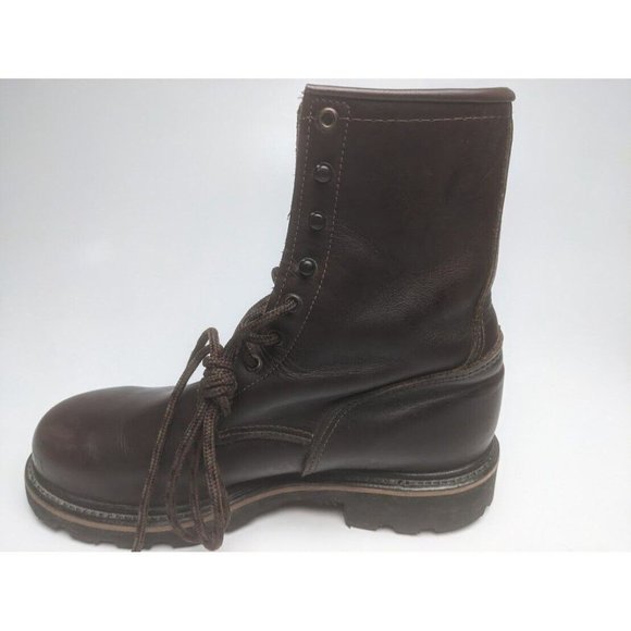 Vintage Red Wing Boots Men 8.5  D Red  Leather Military Combat Made in USA